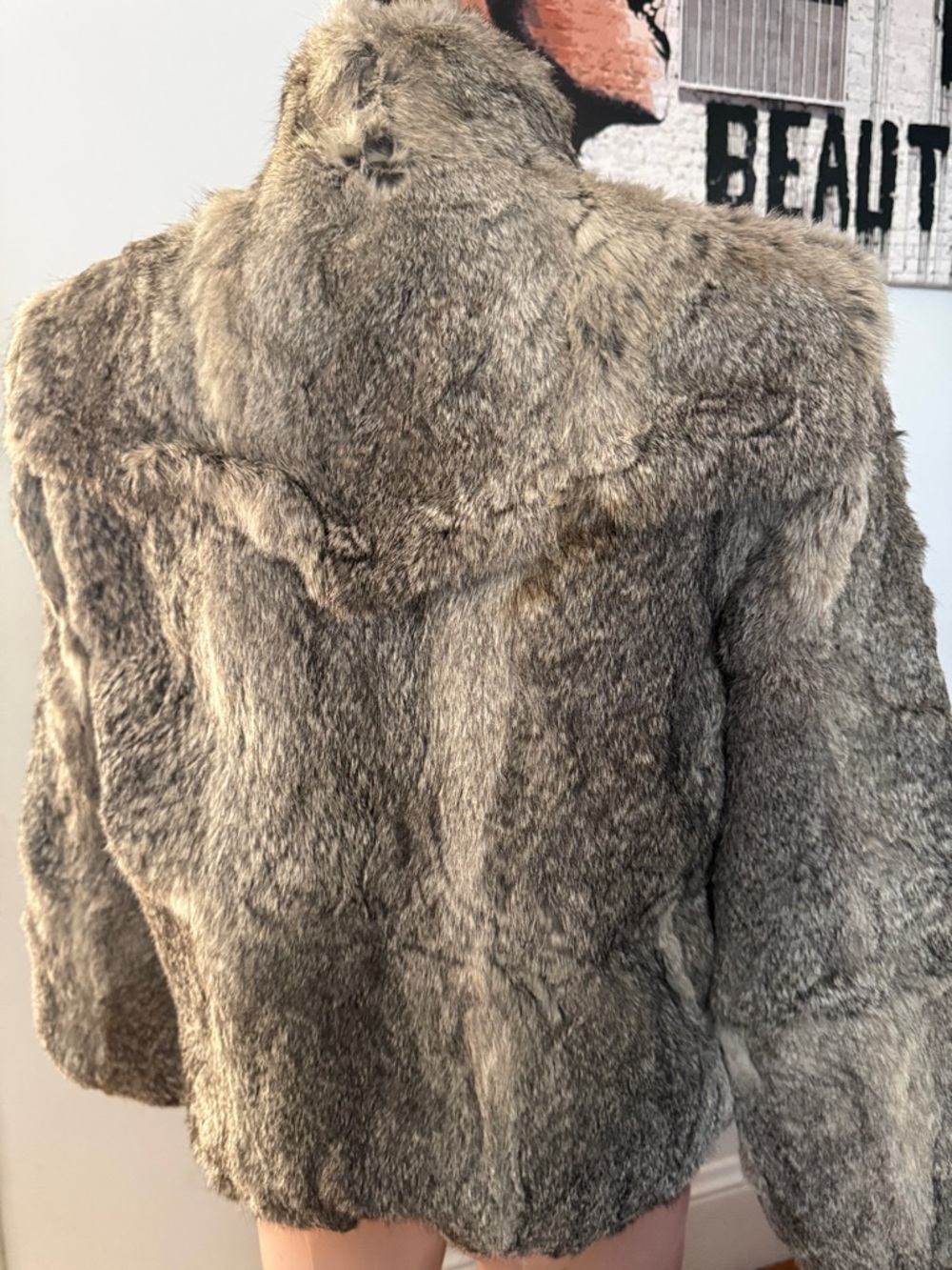 Wilsons Leather Gray rabbit fur Jacket - Picture 6 of 11